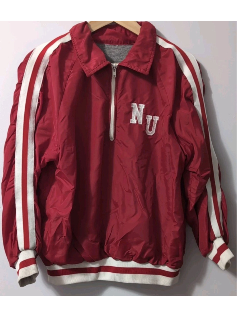 Vintage Nebraska U Softball 27 Nylon Pullover Windbreaker Jacket Embroider M/L
